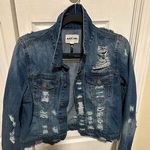 Black Label Destroyed Denim Jacket M